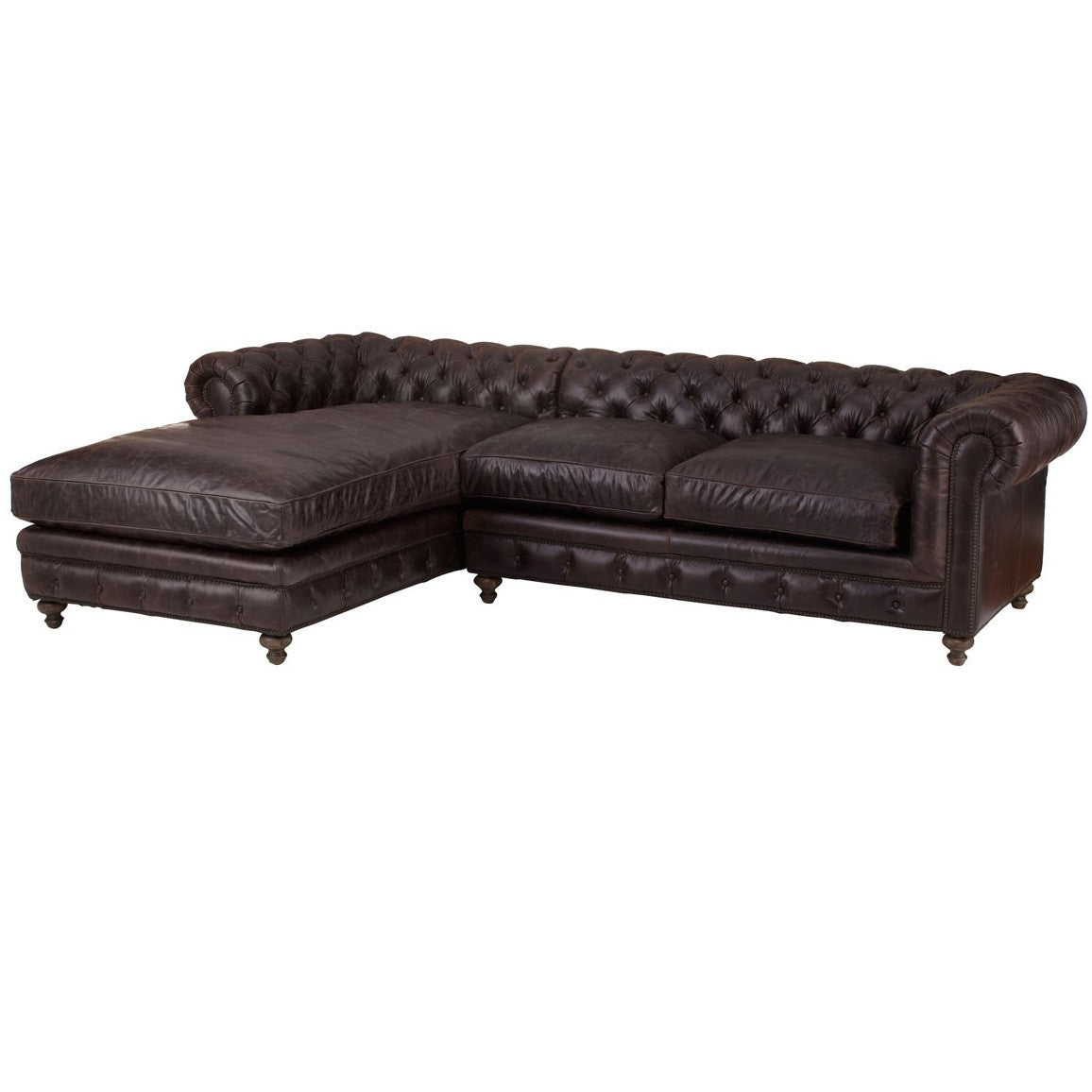 Warner Leather  Chesterfield Sectional Sofas