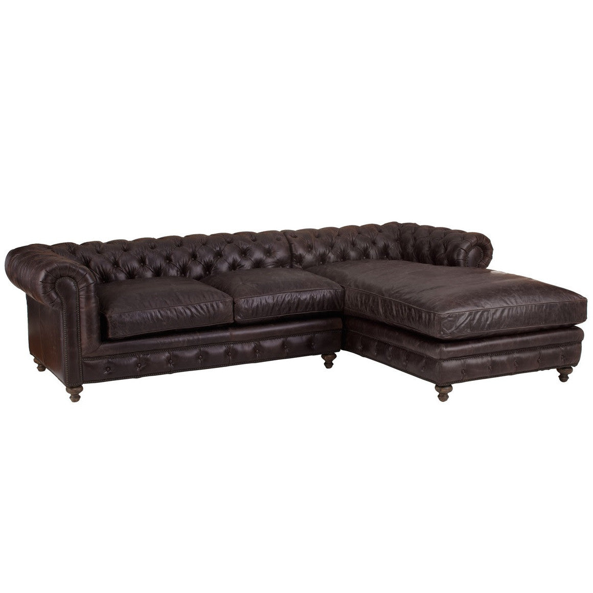 Warner Leather  Chesterfield Sectional Sofas