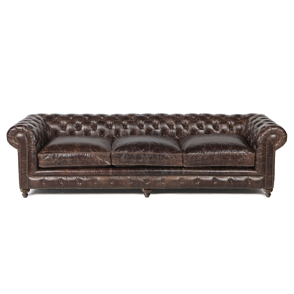 Warner Leather 118" Chesterfield Sofas