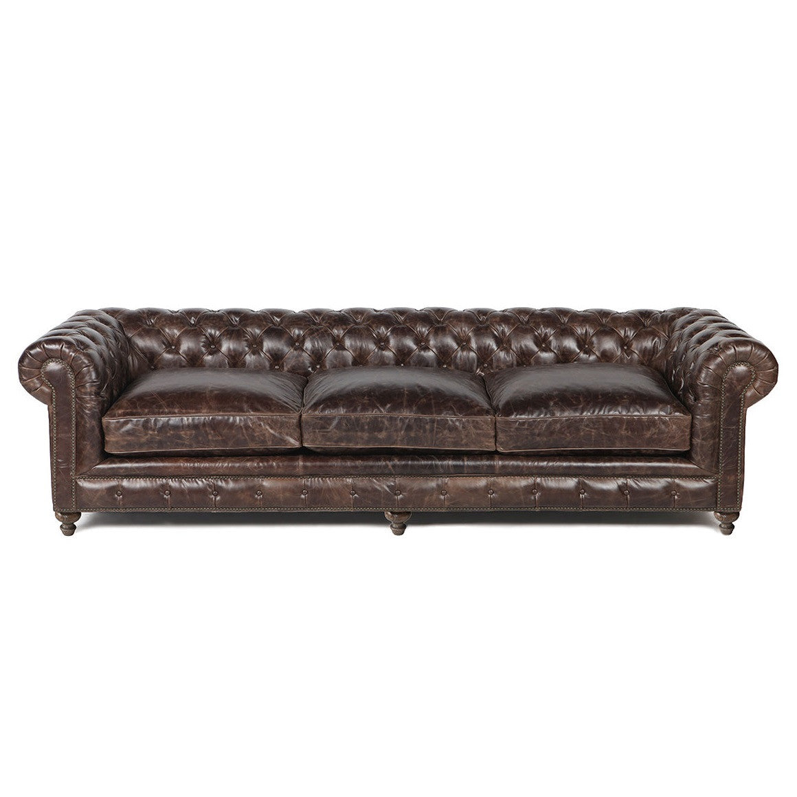 Warner Leather 118" Chesterfield Sofas
