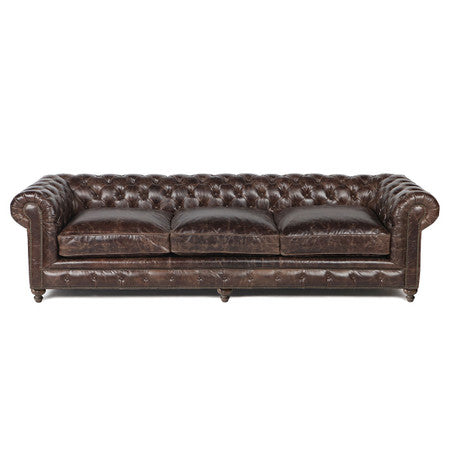 Warner Leather 118" Chesterfield Sofa
