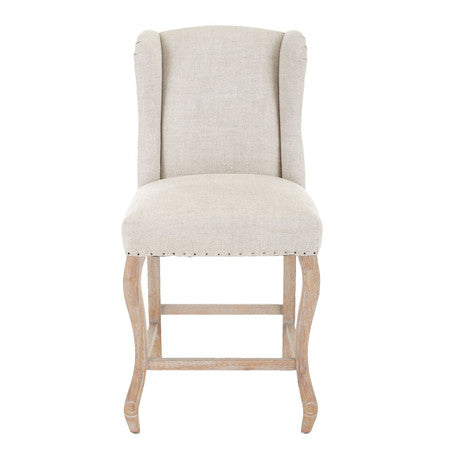 Rosemary Beige Belgian Linen BarStool