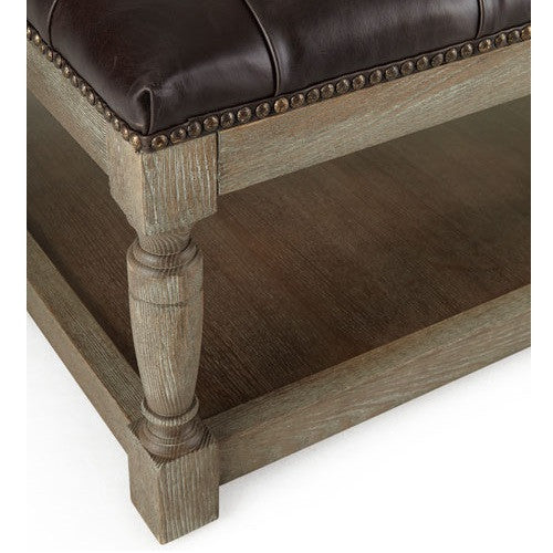 Carlton Tufted Leather Square Ottoman 42