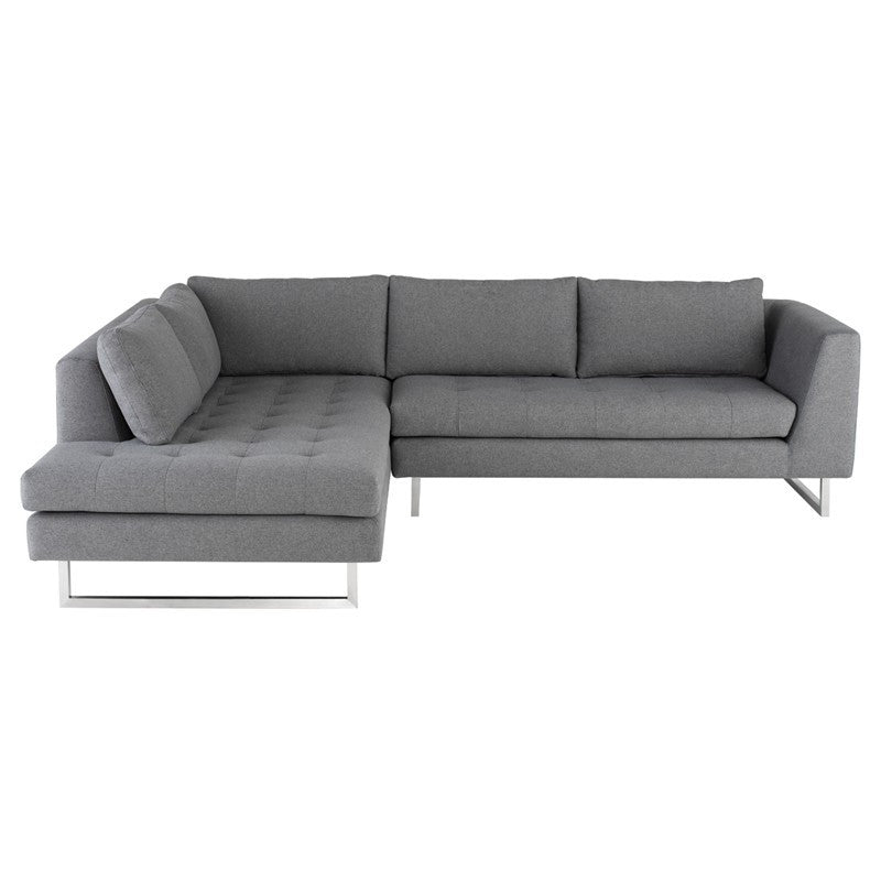 Janis Grey Fabric Tufted Sectional Sofa 105"