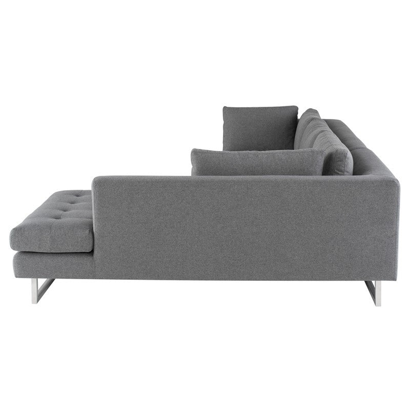 Janis Grey Fabric Tufted Sectional Sofa 105"