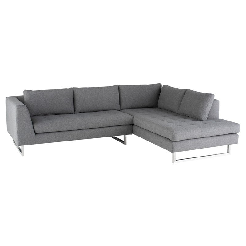 Janis Grey Fabric Tufted Sectional Sofa 105"