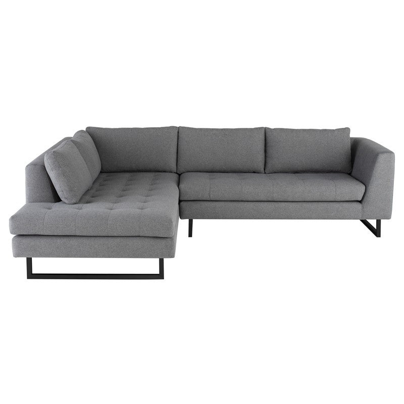 Janis Grey Fabric Tufted Sectional Sofa 105"