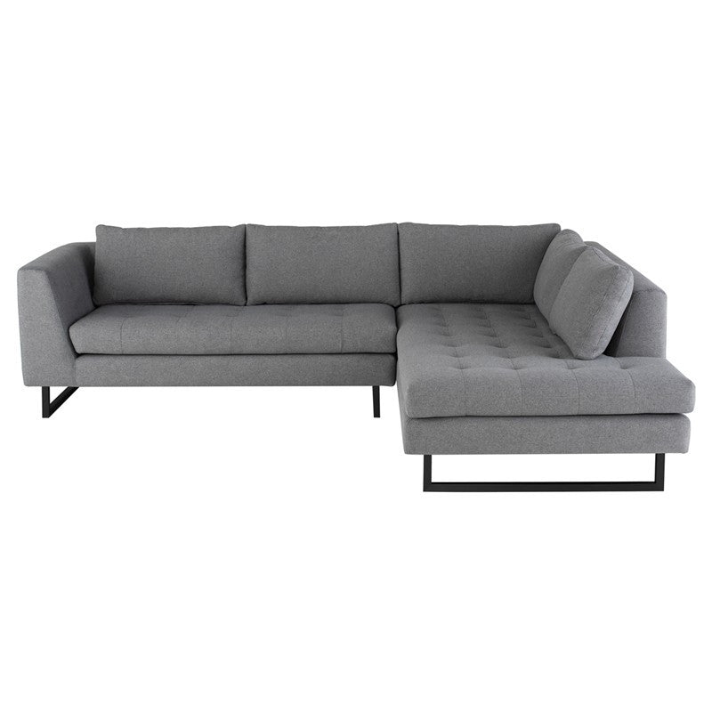 Janis Grey Fabric Tufted Sectional Sofa 105"