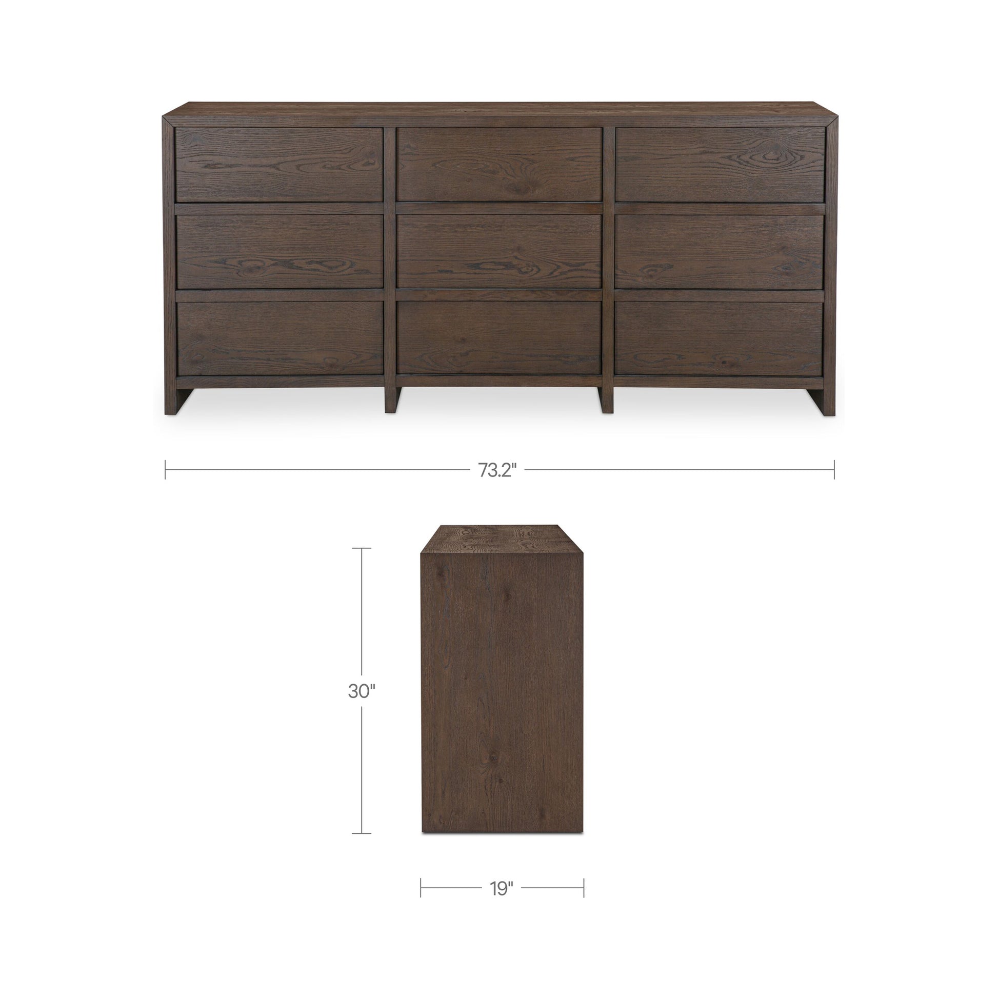 Jenson 9 Drawer Dresser Brown by Moe's Home Collection - view 3