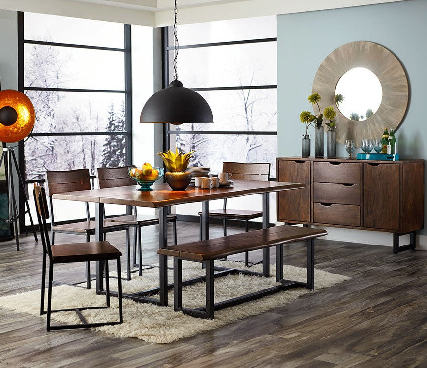 Live Edge Solid Wood & Iron Dining Bench 56"