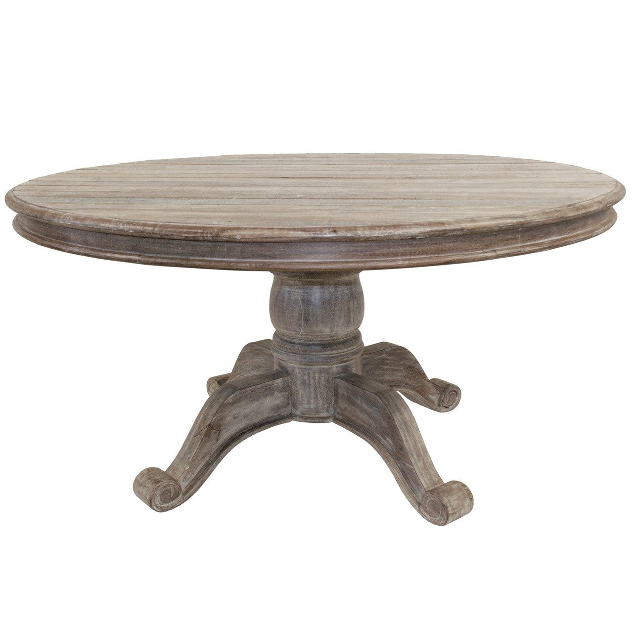 Hampton Rustic Wood round pedestal dining table