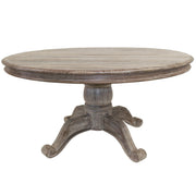 Hampton Rustic Wood round pedestal dining table