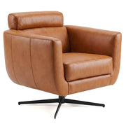 Helena Durable Top Grain Tan Leather Swivel Chair