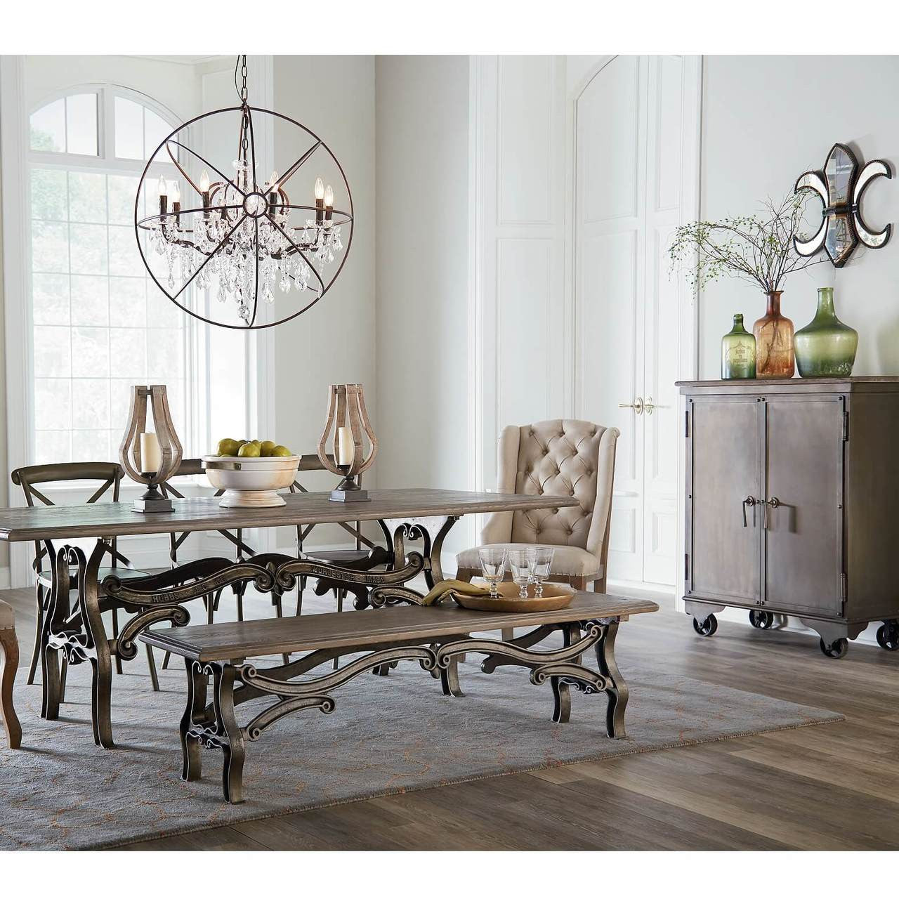 Steampunk Industrial Metal Rolling Bar Cart Cabinet