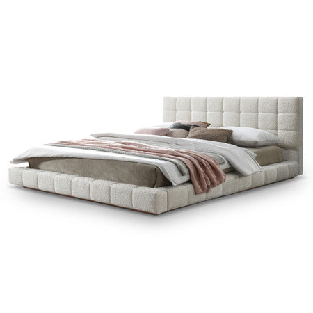 Hudson Ivory Boucle King Bed - 85.8"