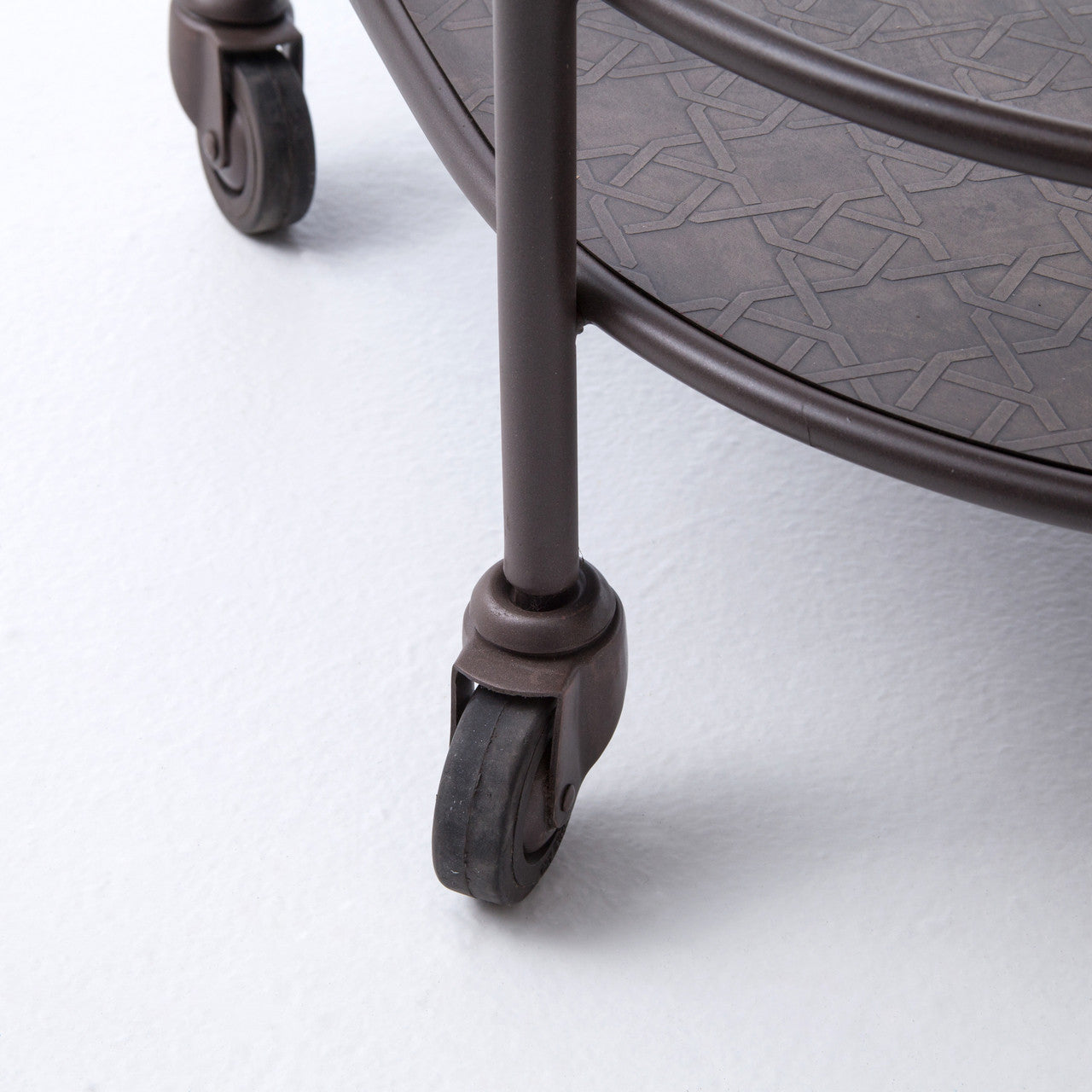 Teague Antiqued Brass Oval Bar Cart