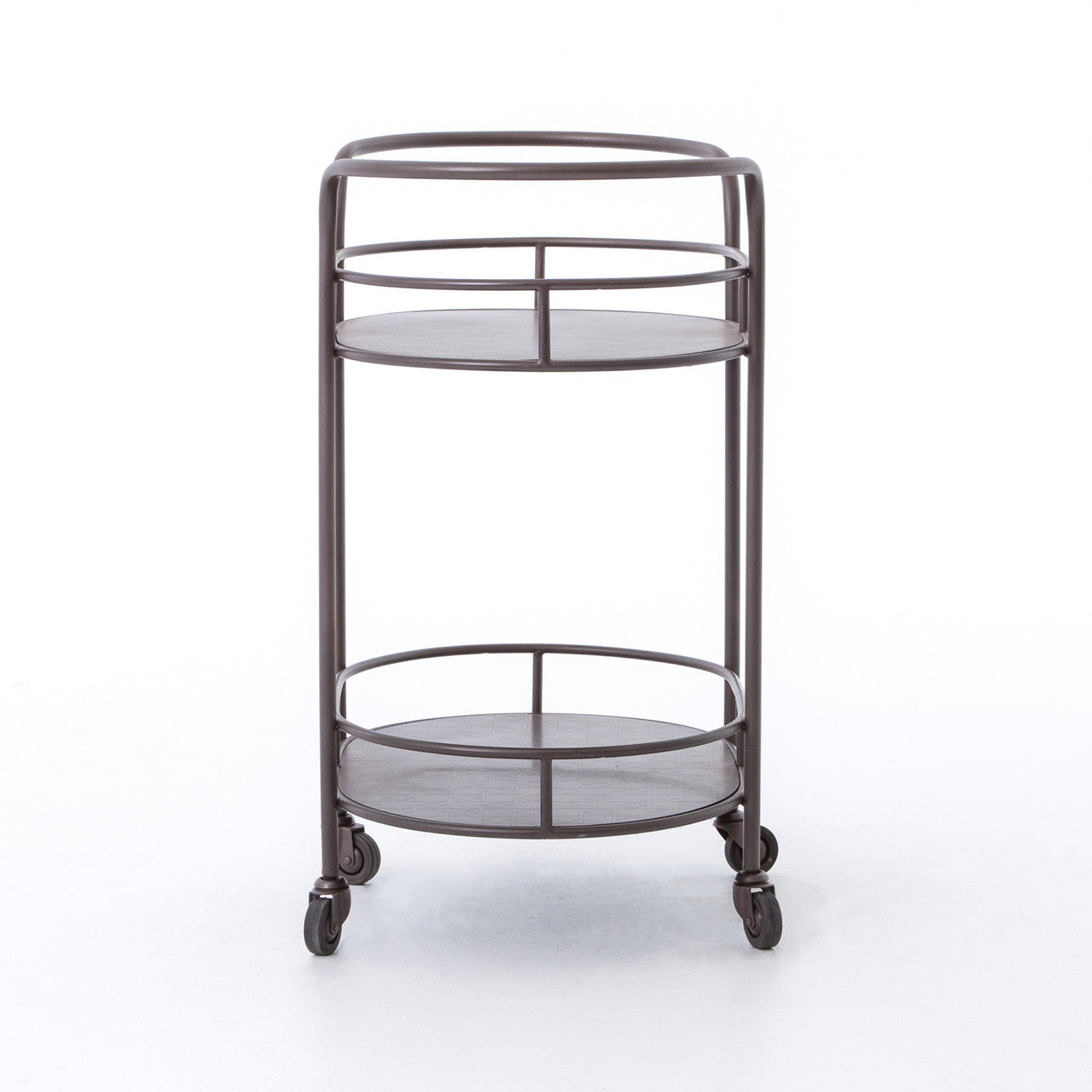 Teague Antiqued Brass Oval Bar Cart