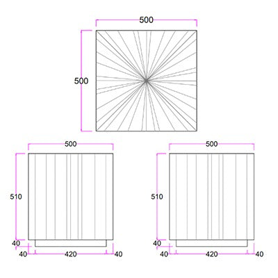 Sun End Table Mixed by Urbia - dimensions drawing