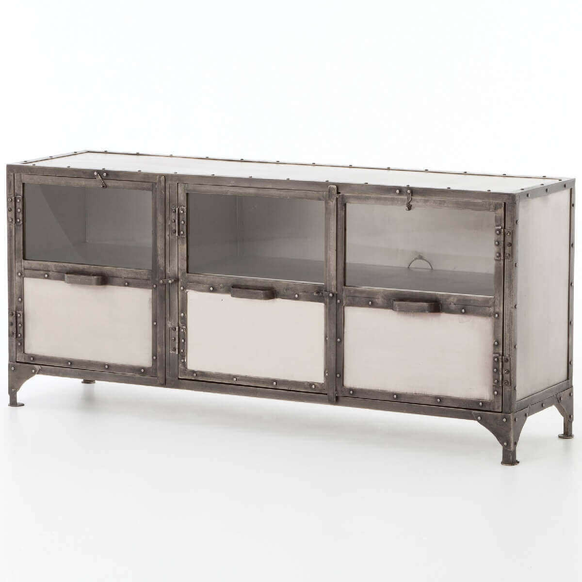 Element Industrial Iron Media Cabinet -Nickel