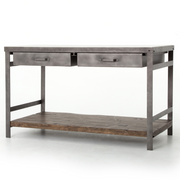 Elliot Modern Industrial White Marble Top Kitchen Island