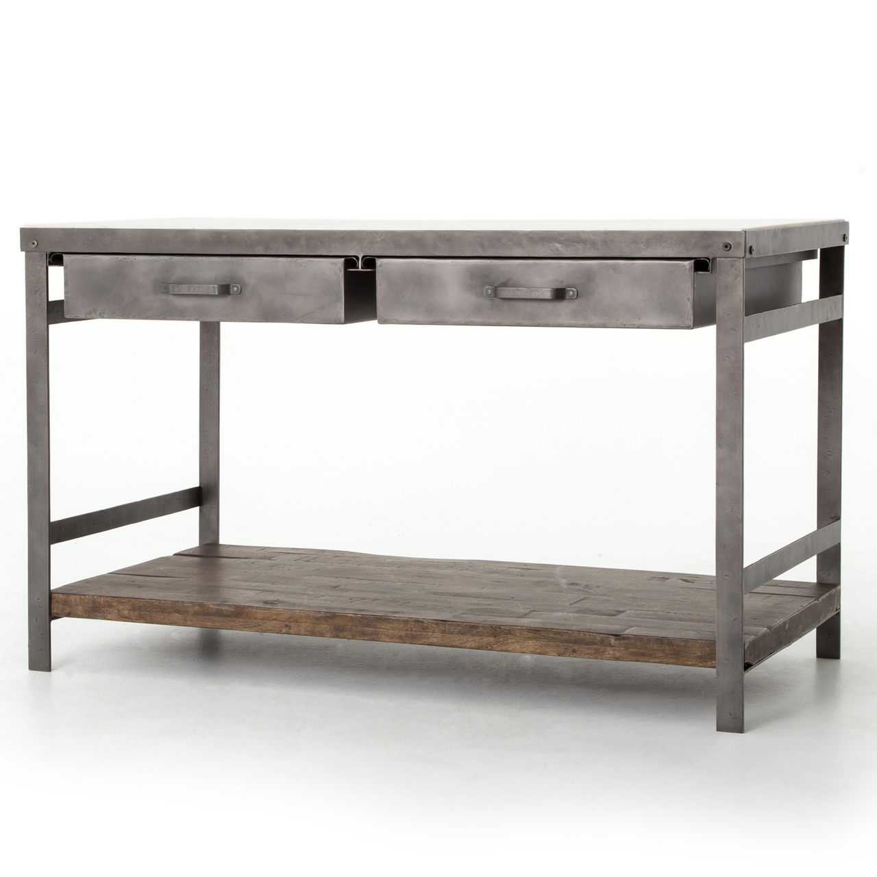Elliot Modern Industrial White Marble Top Kitchen Island