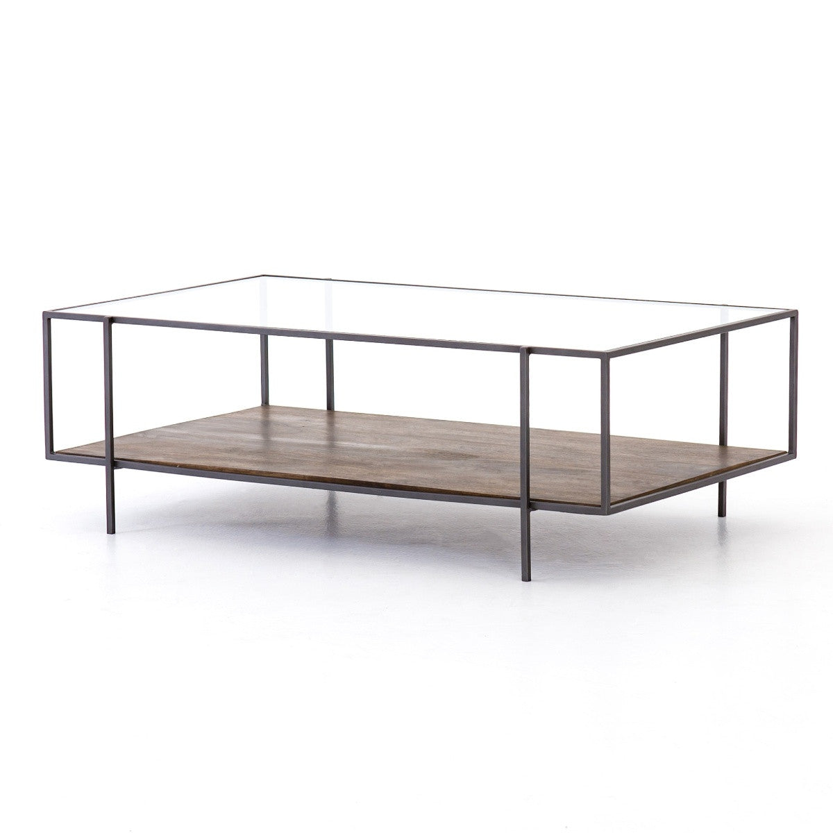 Byron Shadowbox Metal & Glass Coffee Table 48"