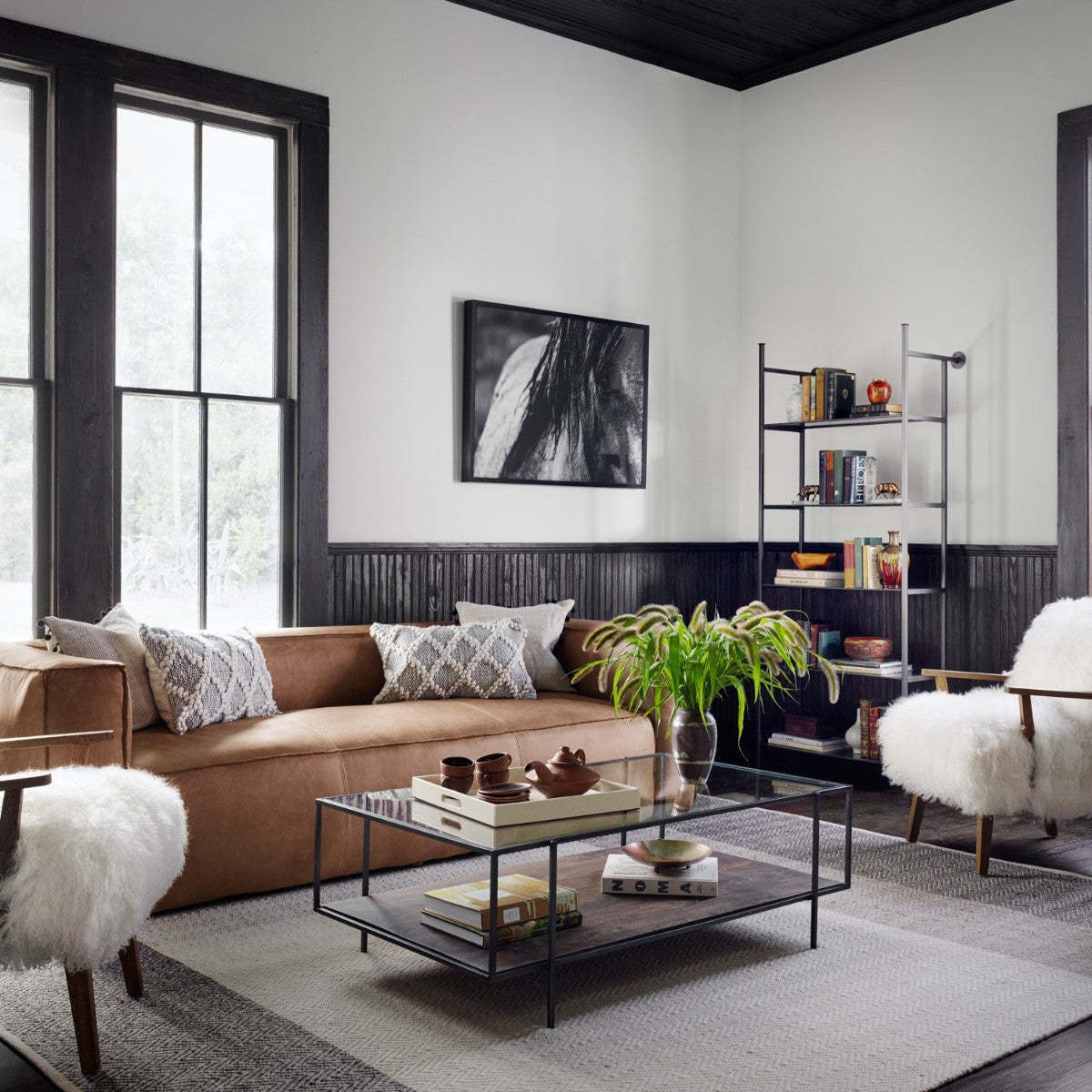 Byron Shadowbox Metal & Glass Coffee Table 48"