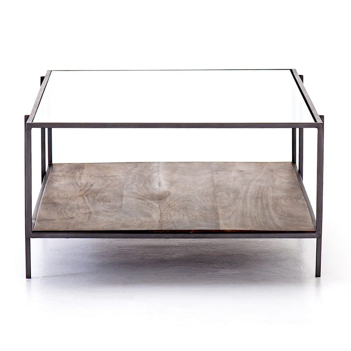 Byron Shadowbox Metal & Glass Coffee Table 48"
