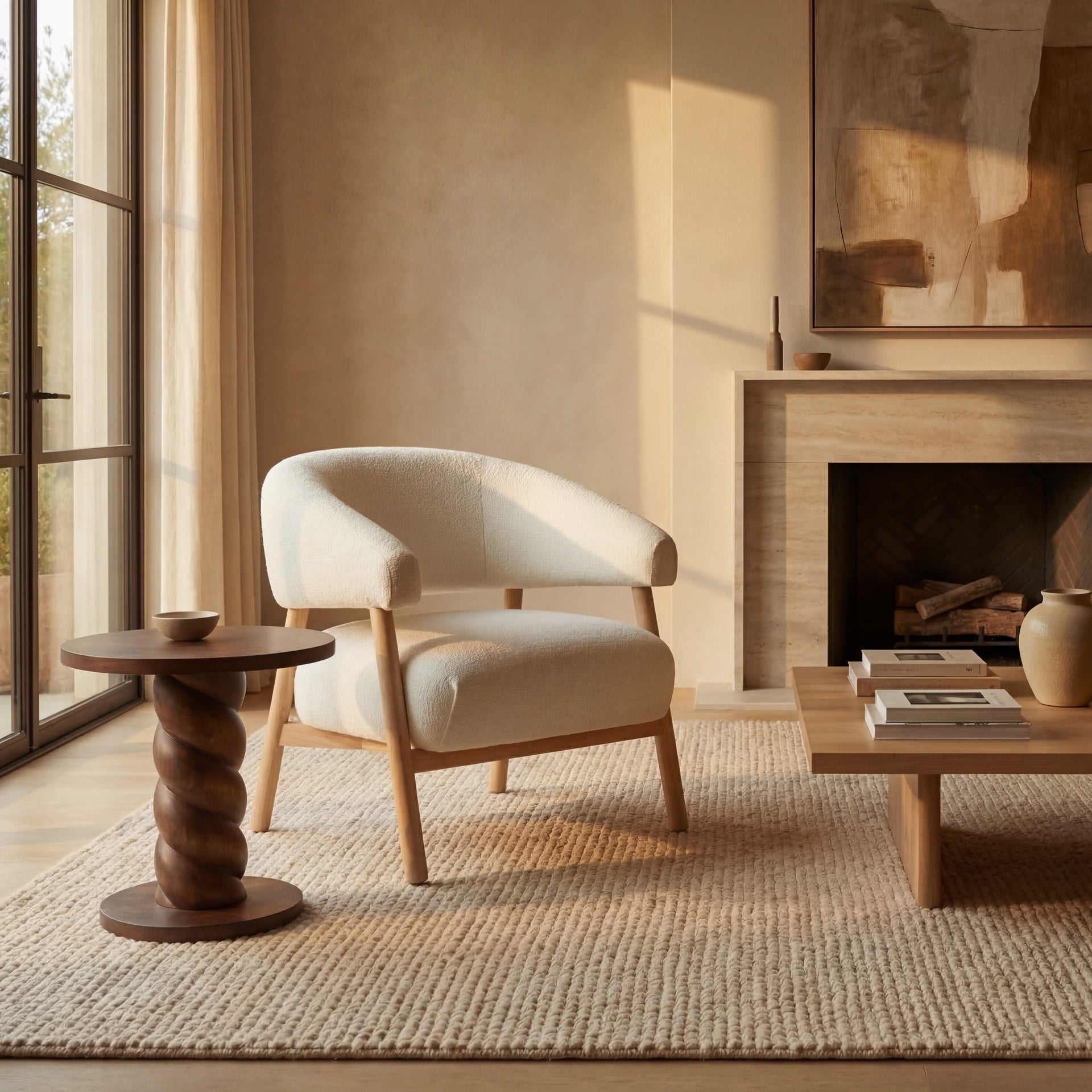 Mandy Native & Field White Accent Chair by Urbia