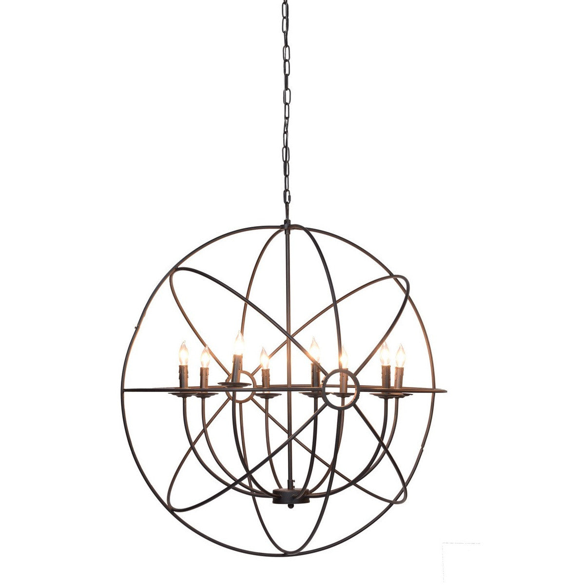 Industrial Iron Orb Chandelier with 8 Light