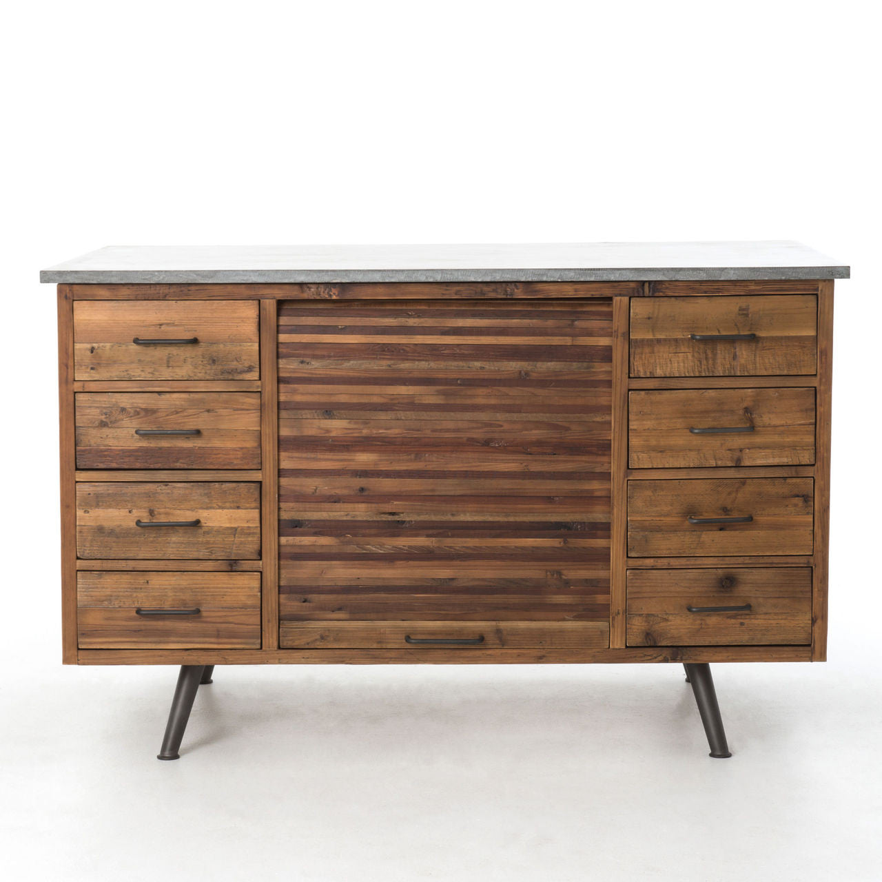 solid wood kitchen island with Bluestone top