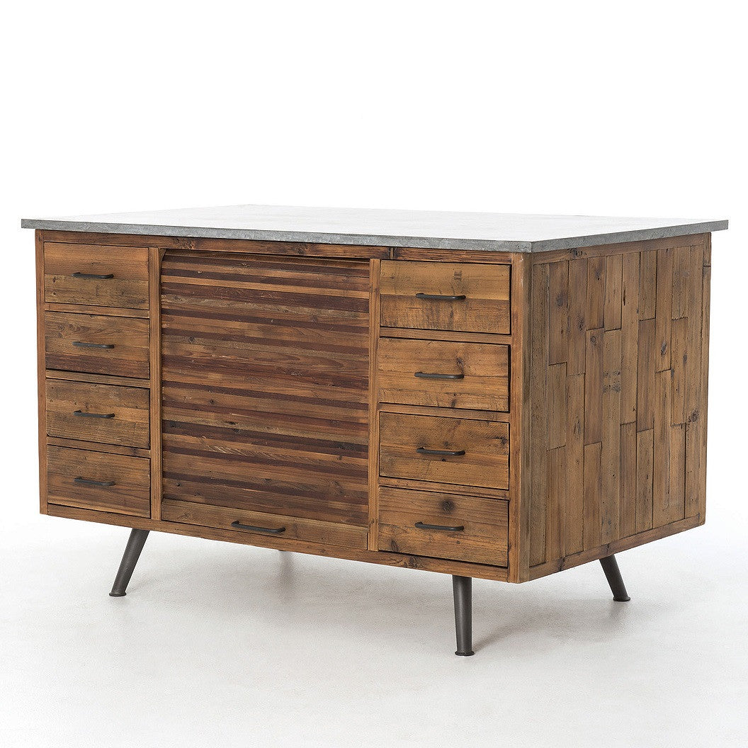 Industrial Rustic Reclaimed Wood Large Kitchen Island