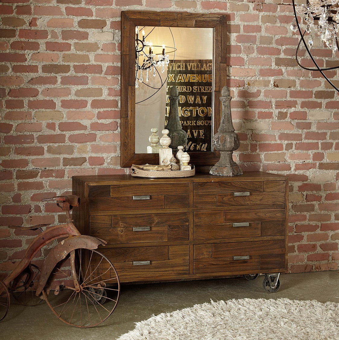 Brooklyn Industrial Loft Reclaimed Wood Frame Mirror
