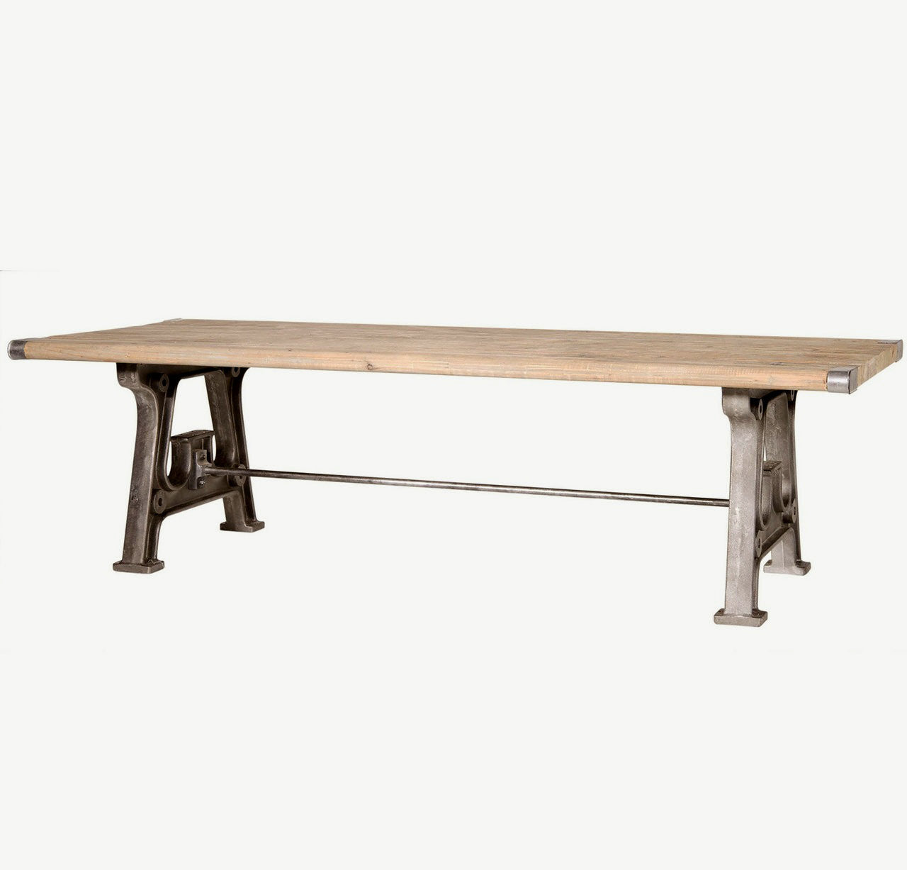 Irondale Nash 86 Dining Table-Washed Grey/Brushed Iron