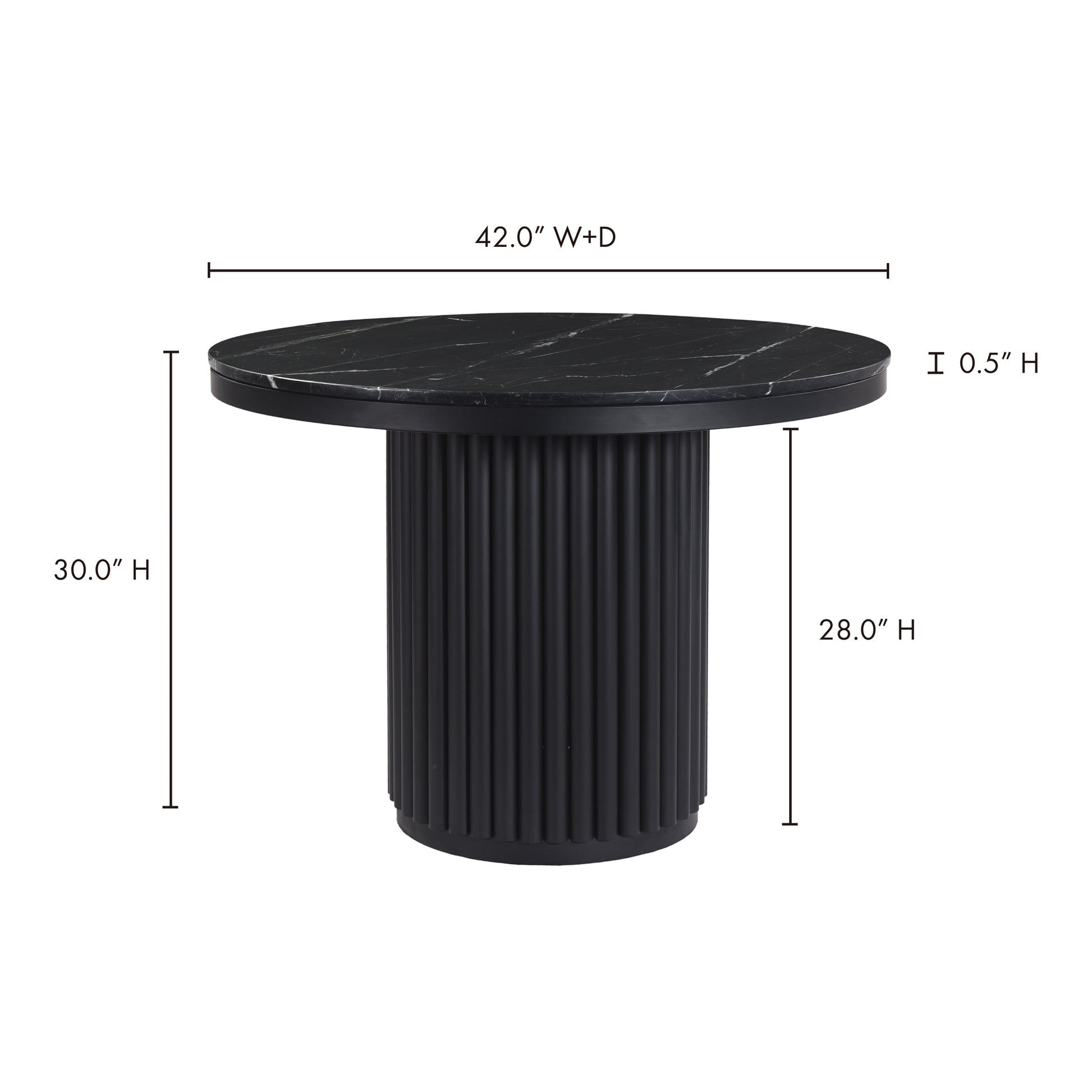 Tower Dining Table Black Marble by Moe's Home Collection - view 5