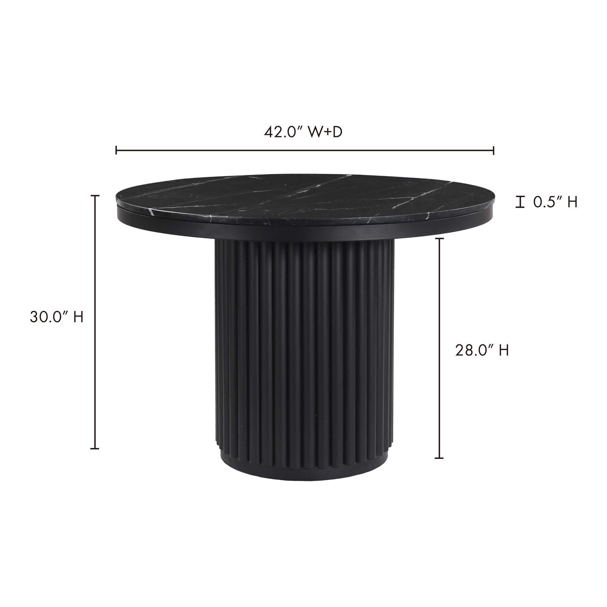 Tower Dining Table Black Marble by Moe's Home Collection - view 5