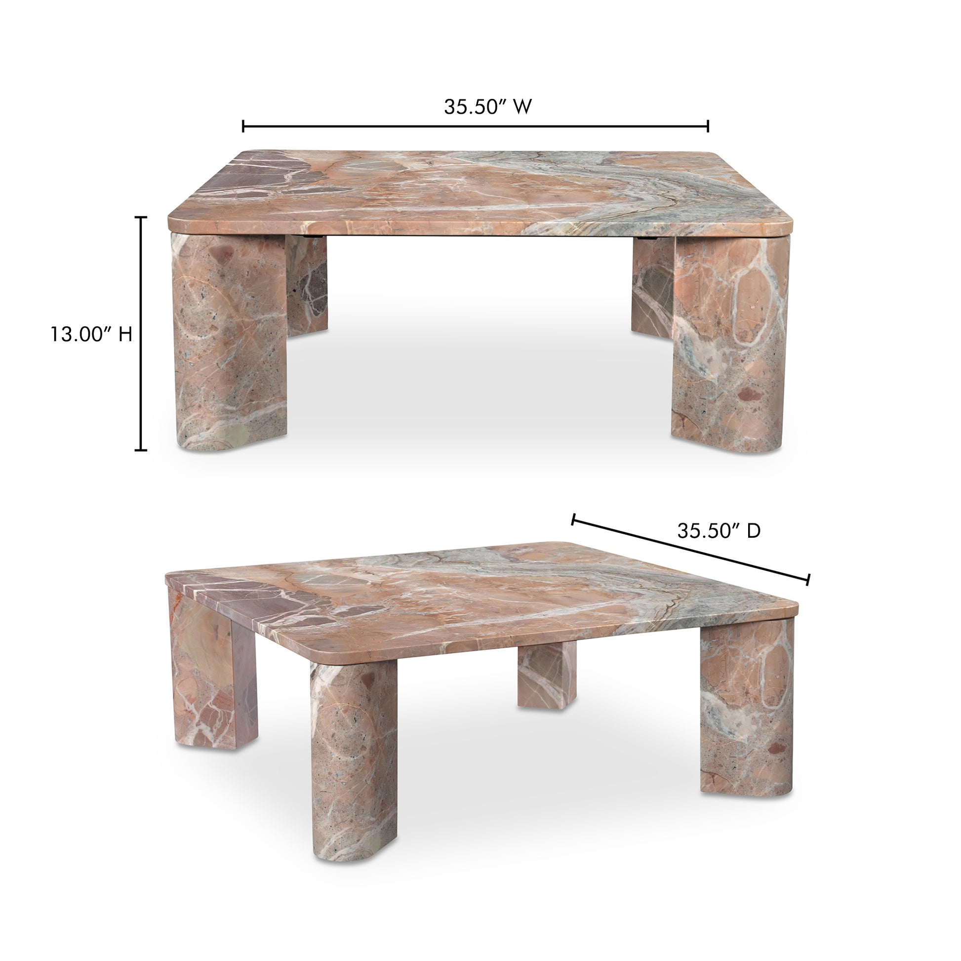 Segment Coffee Table Orange Levante Marble by Moe's Home Collection - view 5