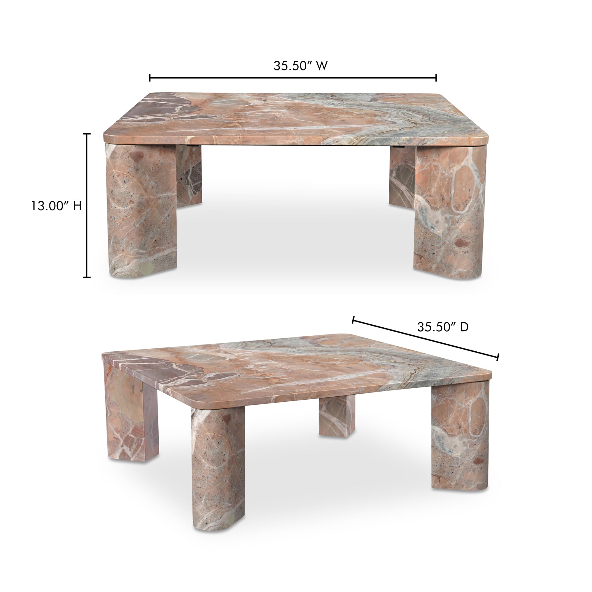 Segment Coffee Table Orange Levante Marble by Moe's Home Collection - view 5