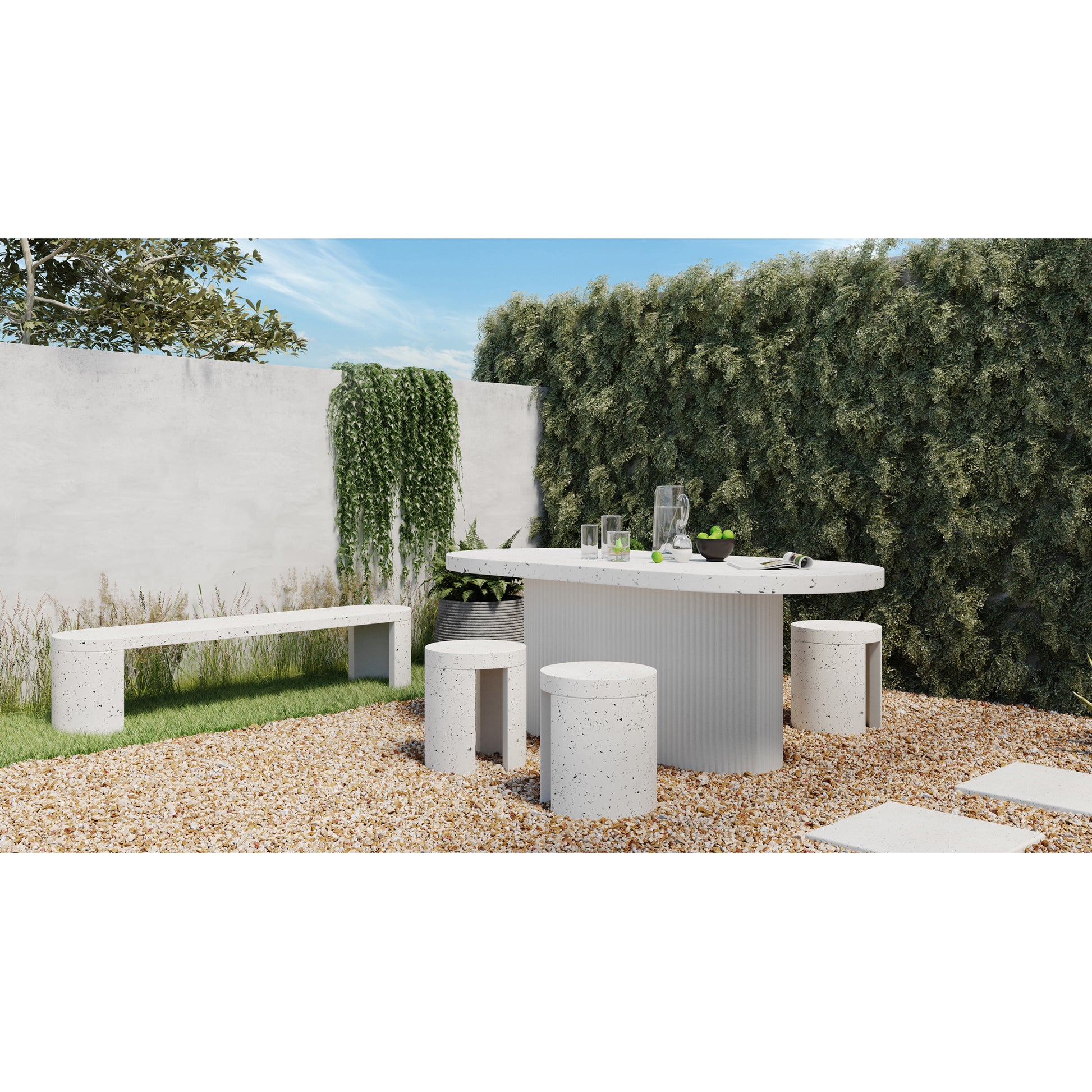 Lyon Outdoor Dining Table White Terrazzo by Moe's Home Collection - view 3