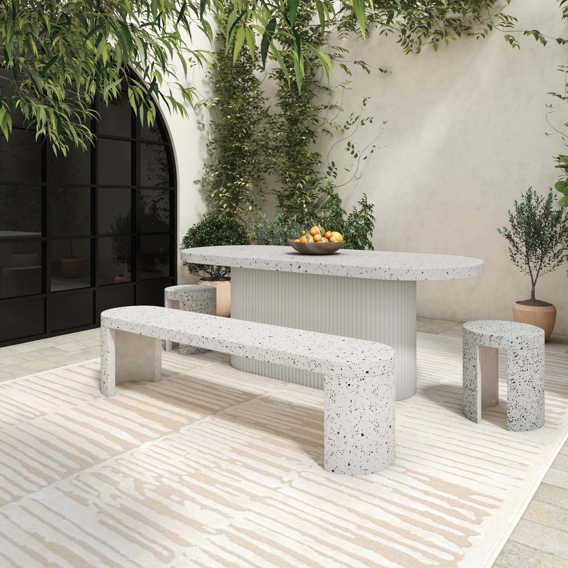 Lyon Outdoor Bench White Terrazzo by Moe's Home Collection - view 13