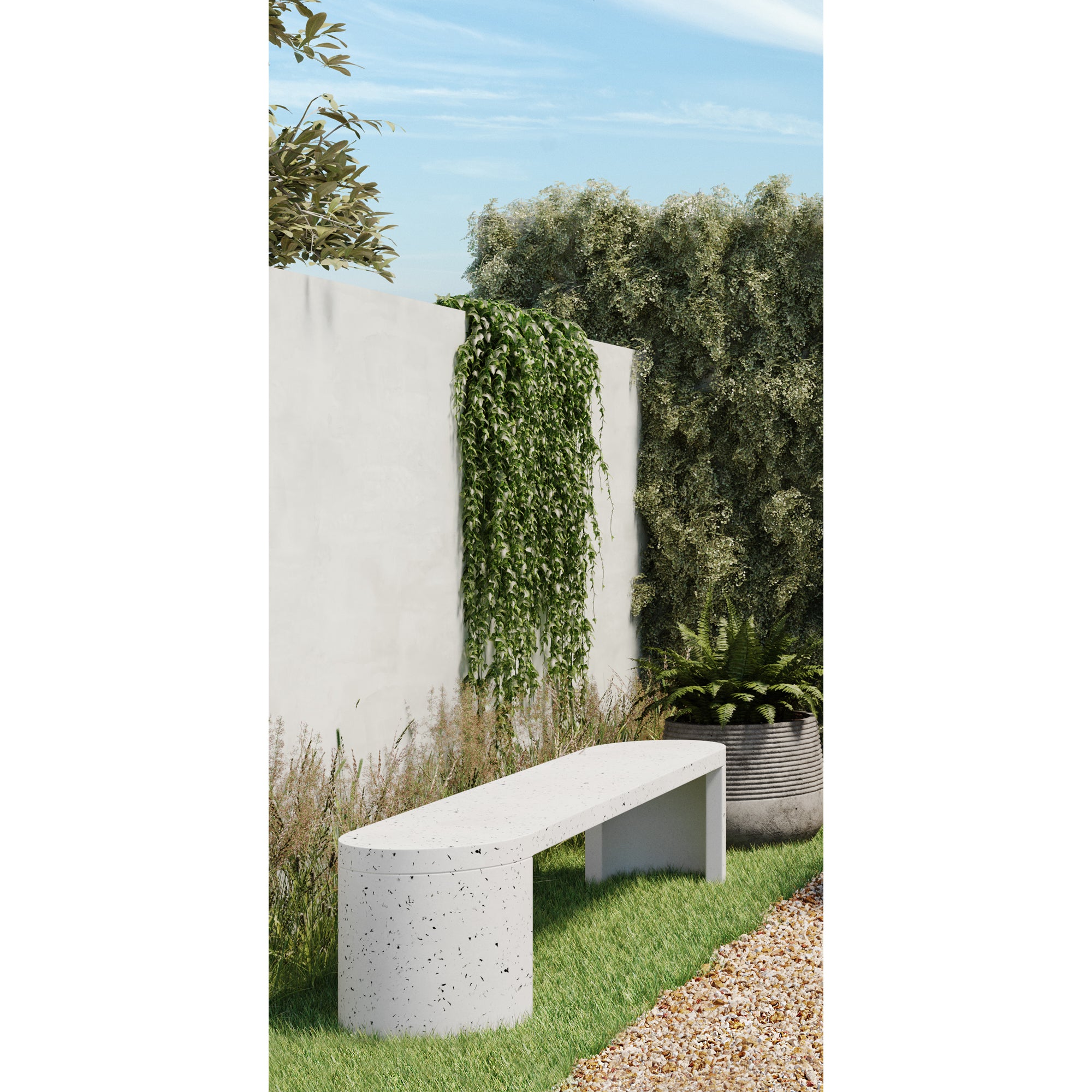 Lyon Outdoor Bench White Terrazzo by Moe's Home Collection - view 9