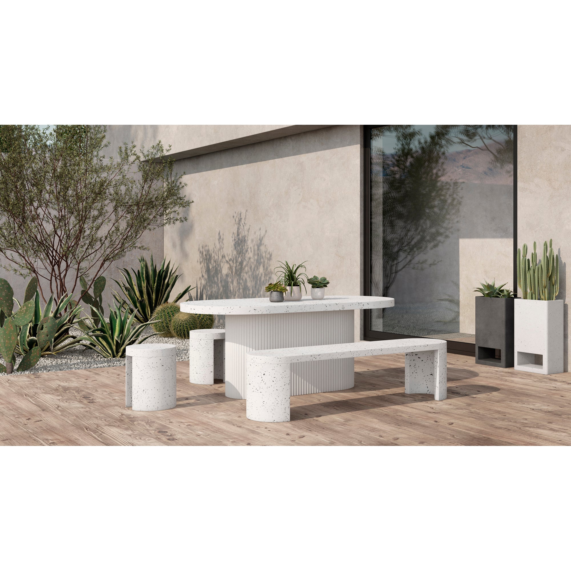 Lyon Outdoor Bench White Terrazzo by Moe's Home Collection - view 11