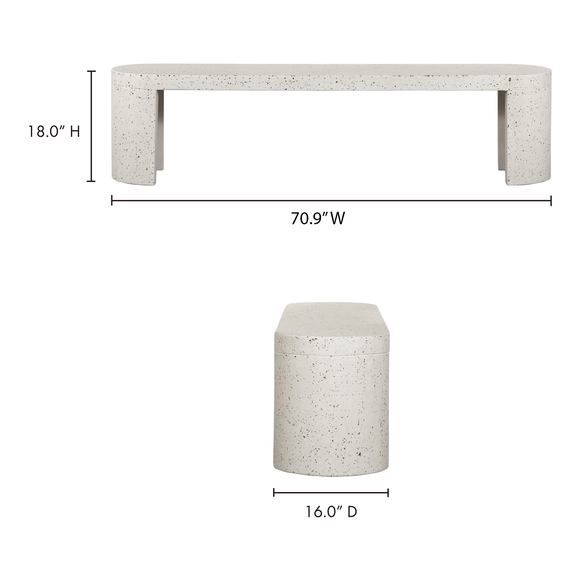 Lyon Outdoor Bench White Terrazzo by Moe's Home Collection - view 14