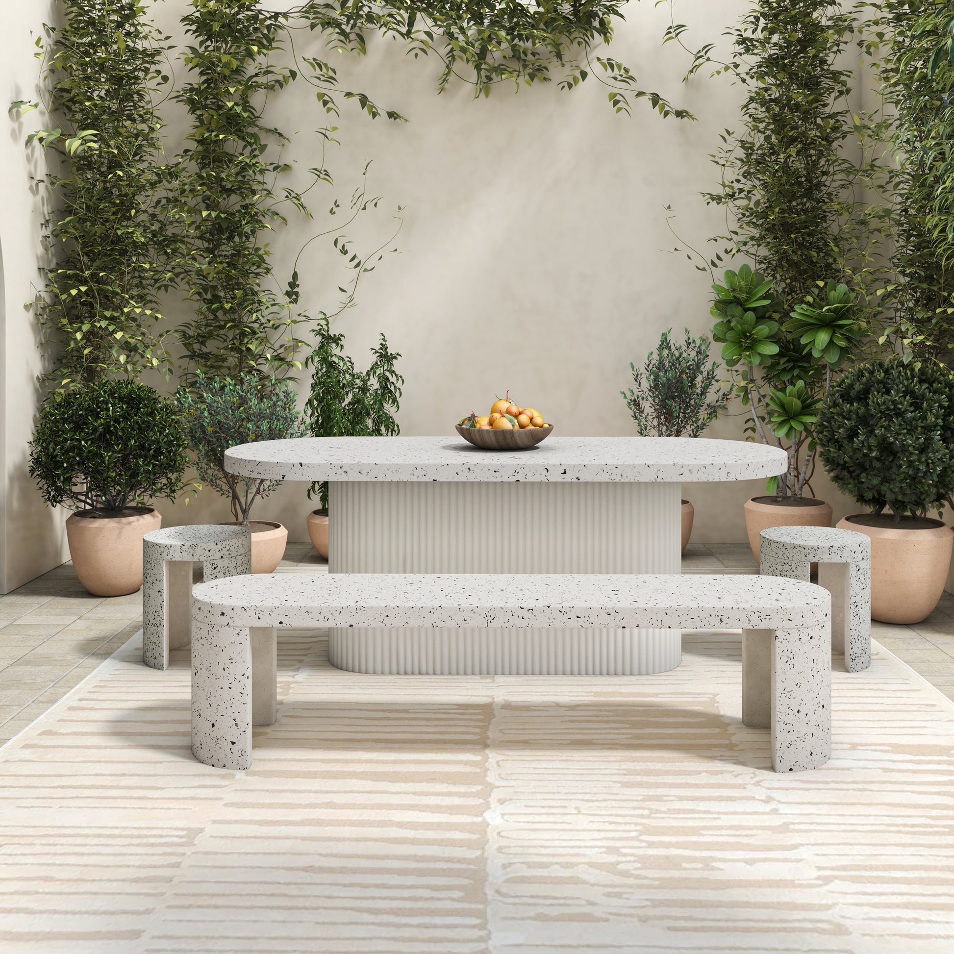 Lyon Outdoor Stool White Terrazzo by Moe's Home Collection - view 10
