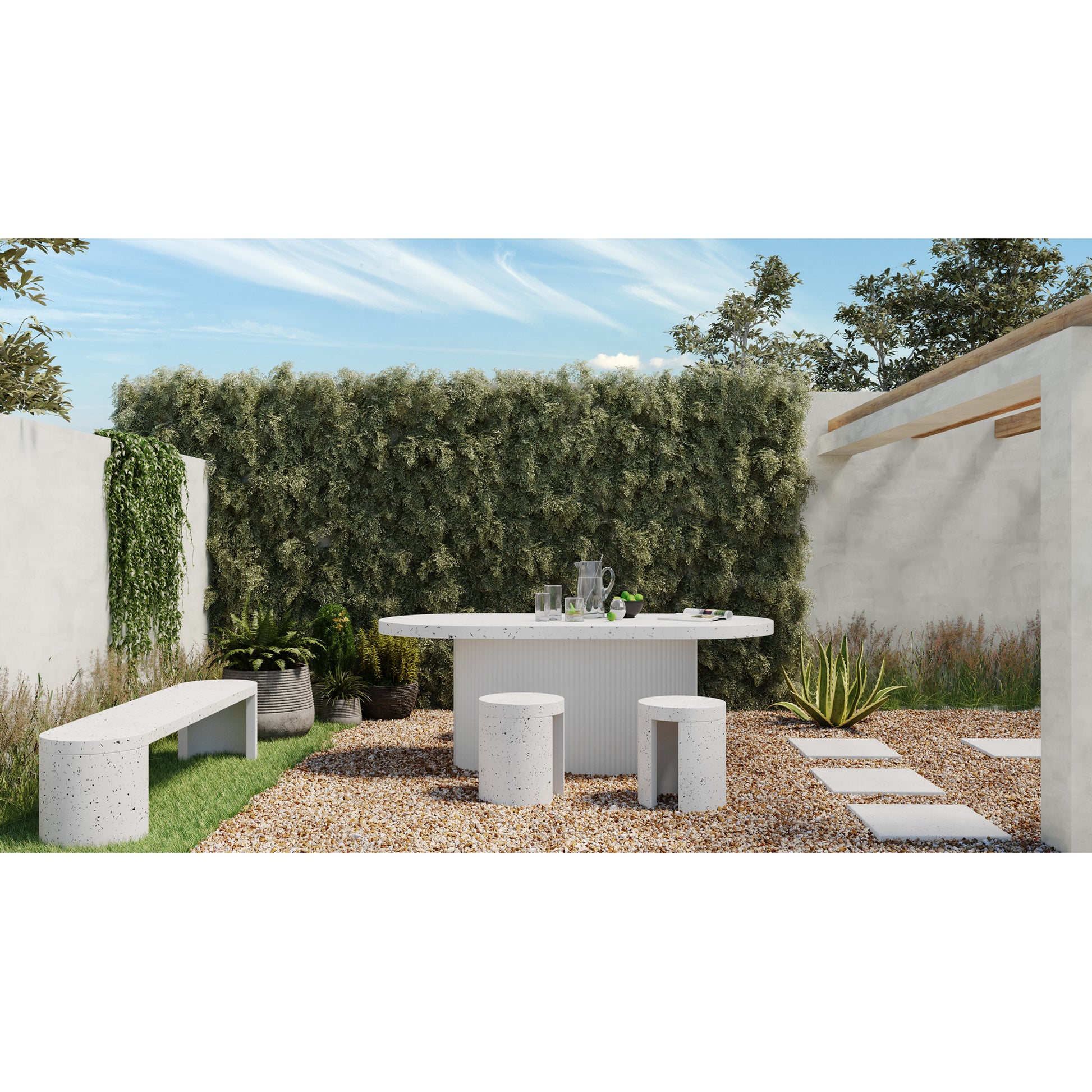 Lyon Outdoor Stool White Terrazzo by Moe's Home Collection - view 7