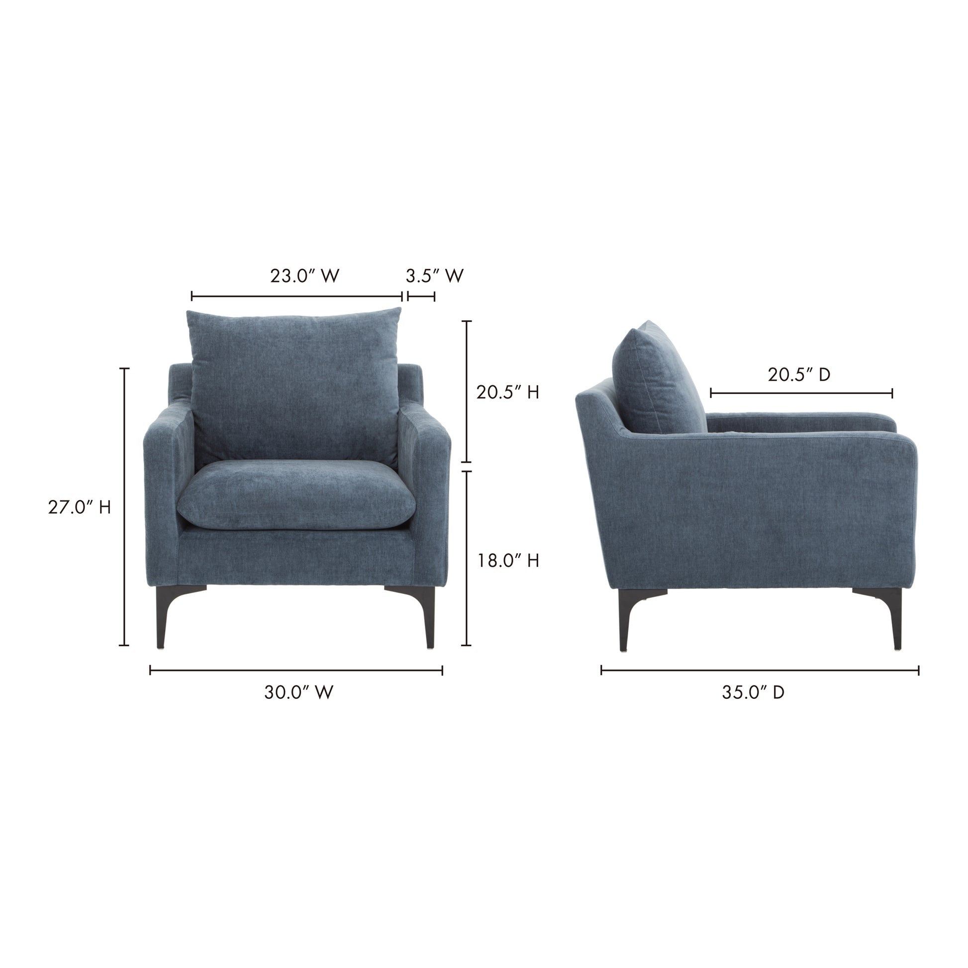 Paris Armchair Blue by Moe's Home Collection - view 9