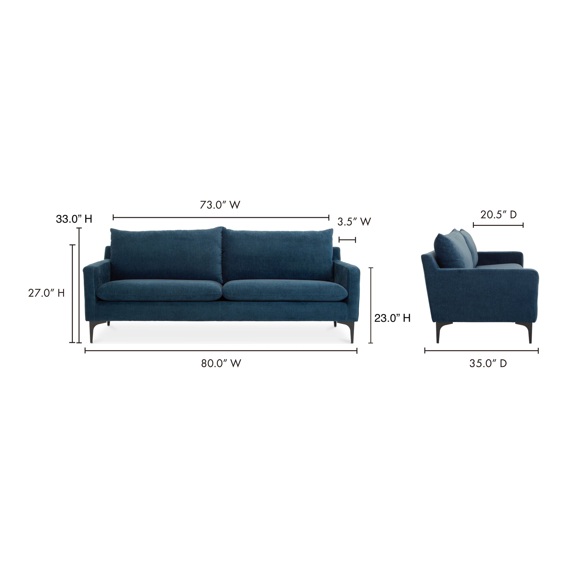 Paris Sofa Blue by Moe's Home Collection - view 10