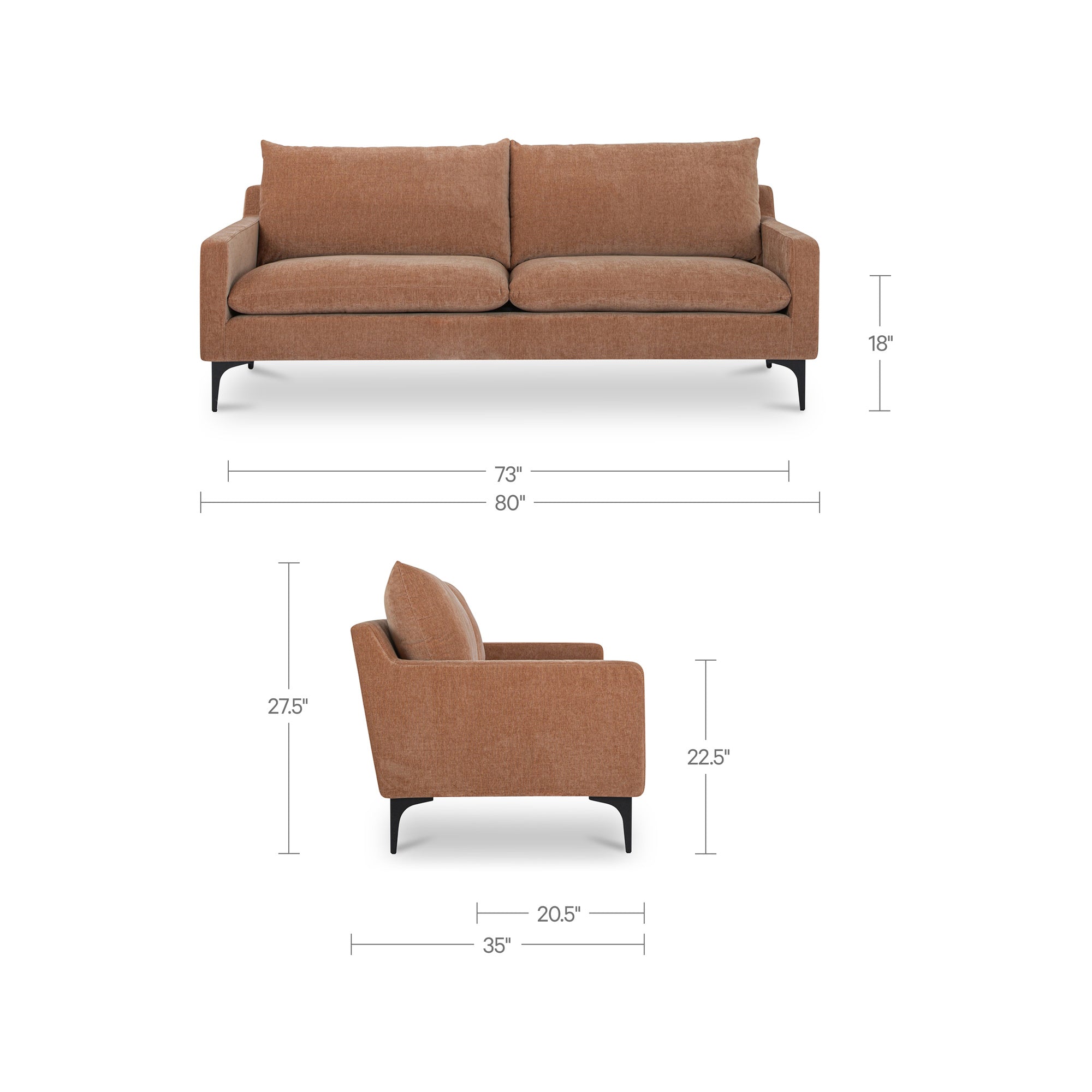 Paris Sofa Heritage Pink by Moe's Home Collection - view 3