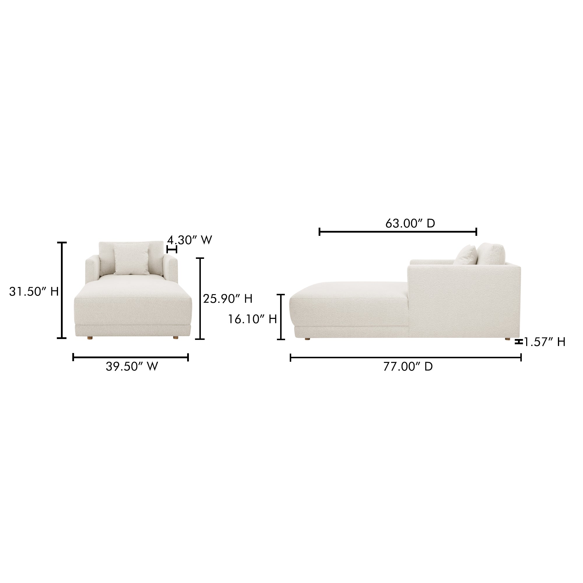 Bryn Chaise Oyster by Moe's Home Collection - view 3