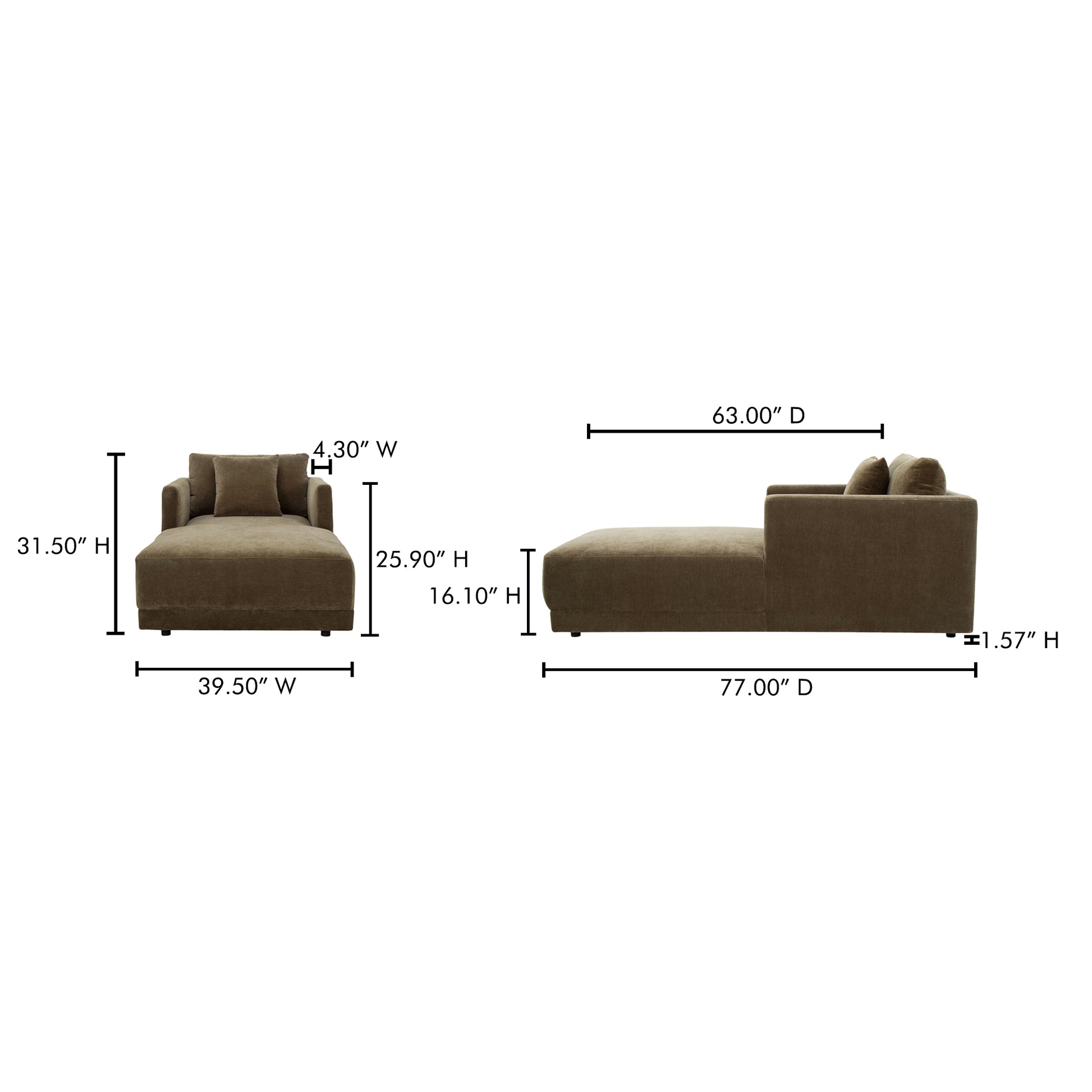 Bryn Chaise Heritage Cedar Green by Moe's Home Collection - view 3